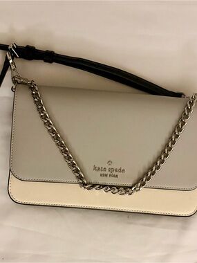 kate spade Two-Tone Cream and Light Gray Chain Crossbody Bag